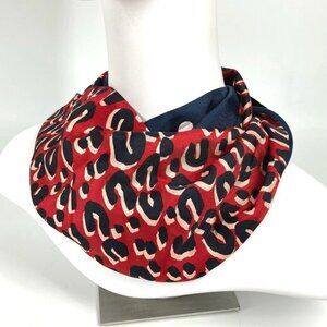 LOUIS VUITTON M74608 Leopard Snood Stole / Shawl shawl Scarf silk Red/Navy
